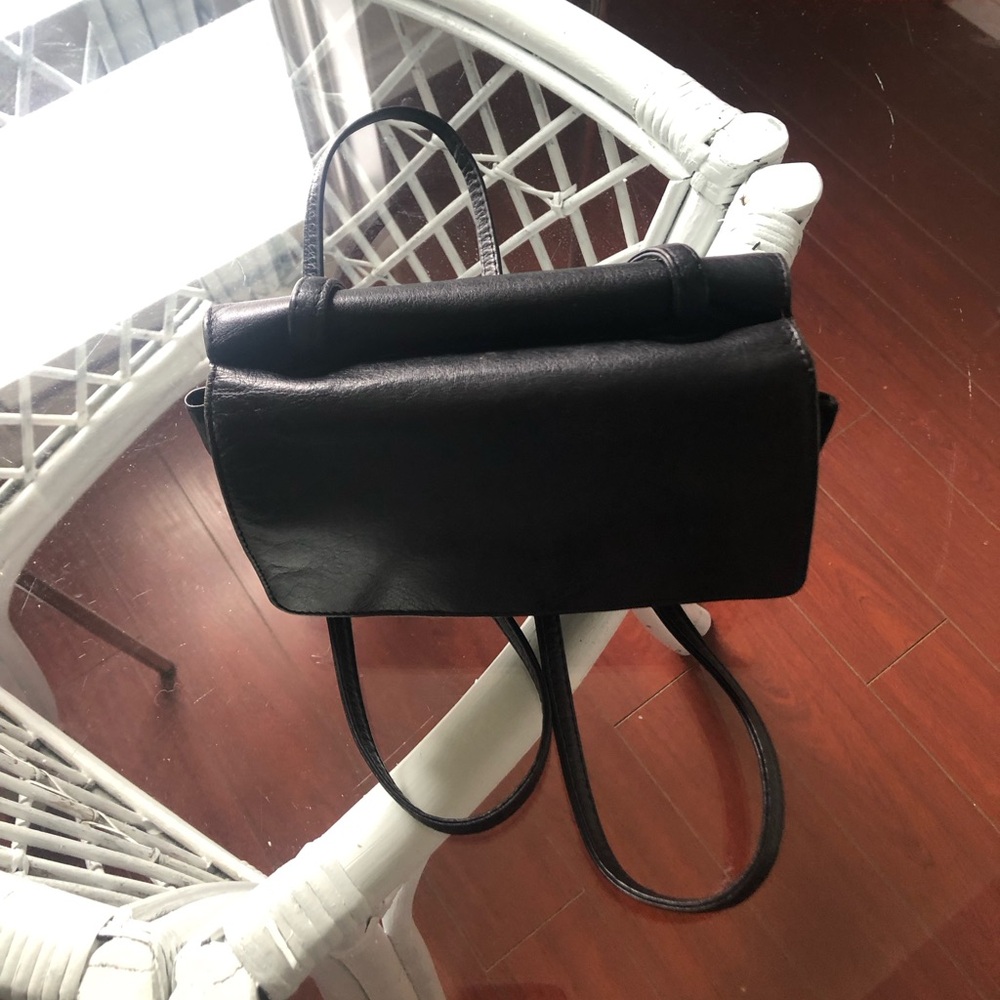 Black Leather Crossbody Bag by Derek Alexander built in wallet